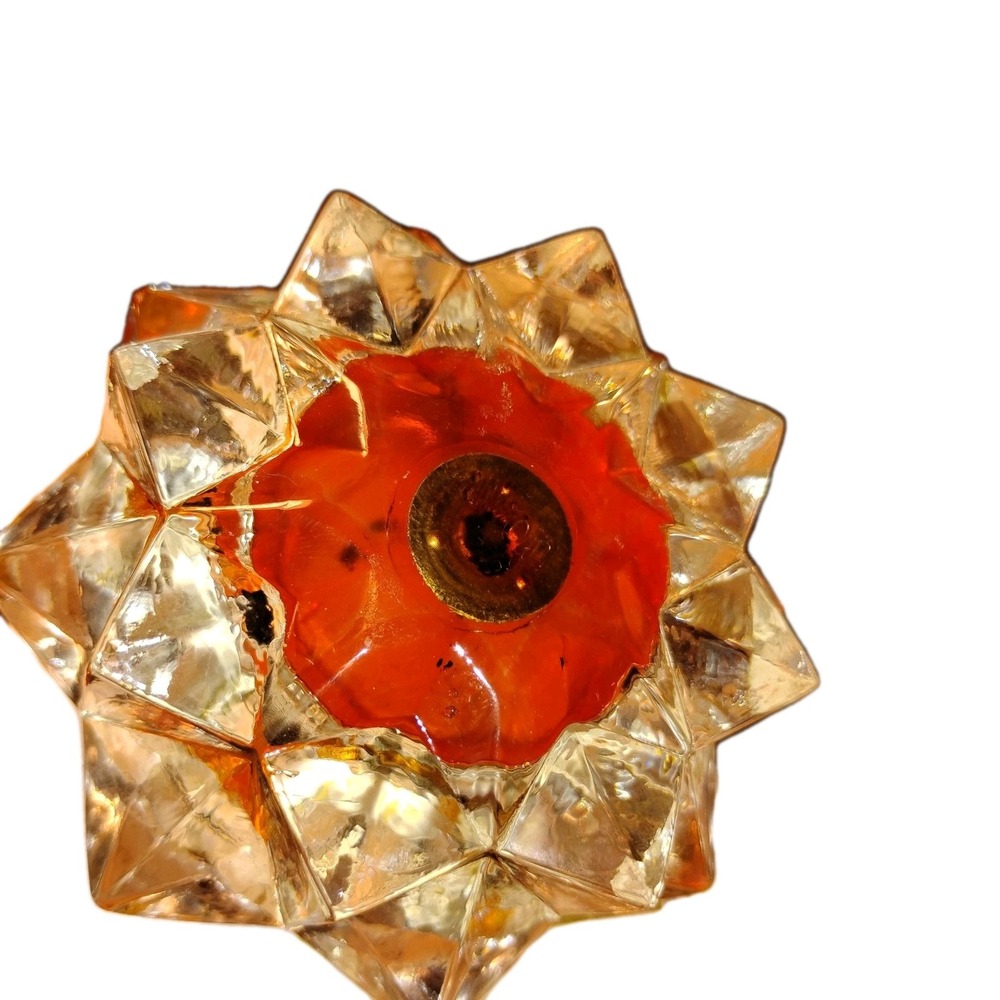 Vtg Avon Diamond Star Burst Glass Votive tealight candleholder 1981 Gem Glow Box - Picture 3 of 8
